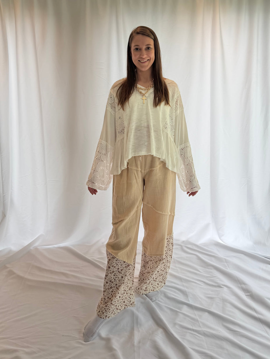 Lace-Trimmed Petal Top