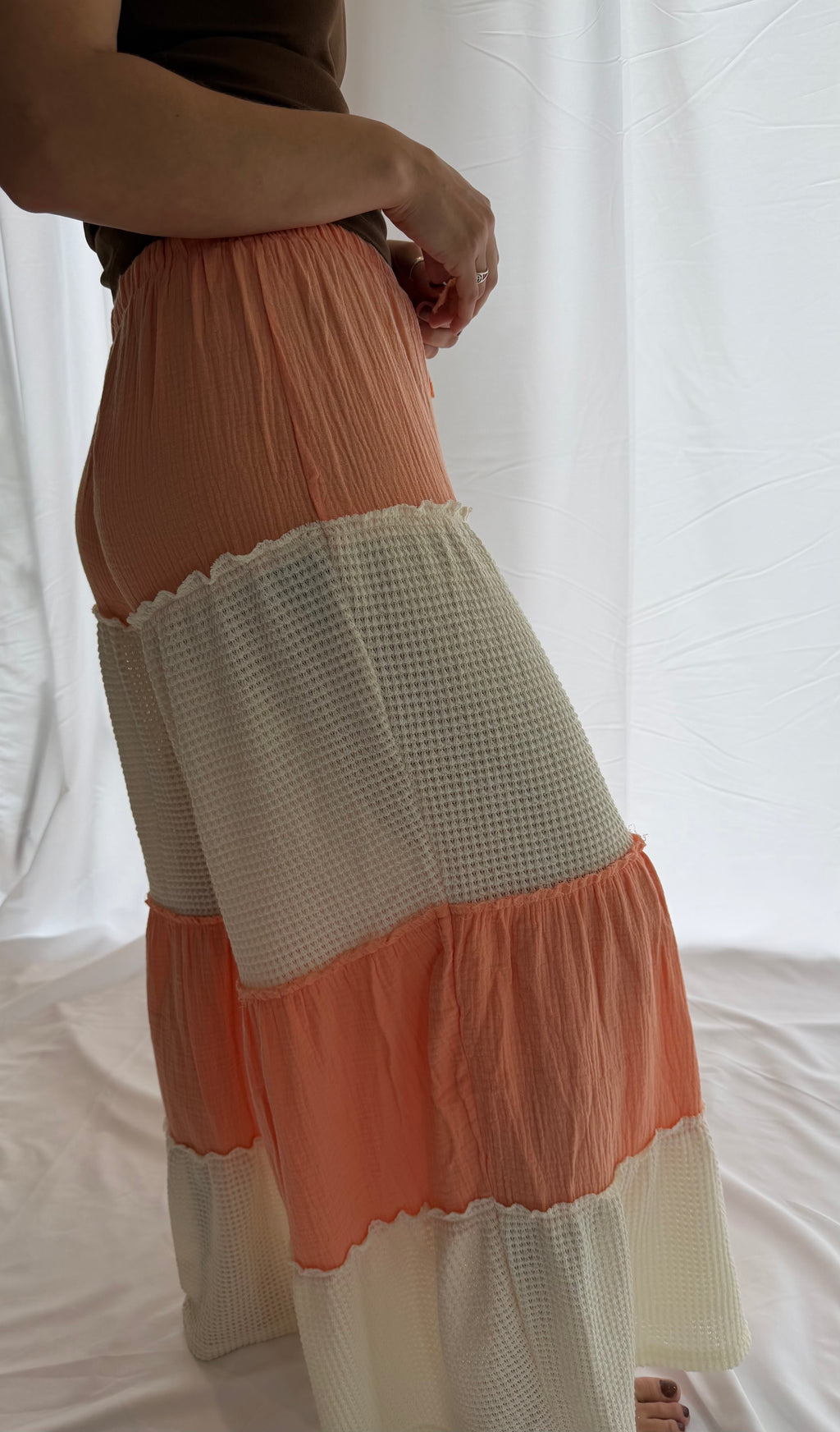 Wide Leg Gauze Knit Stripe Pants