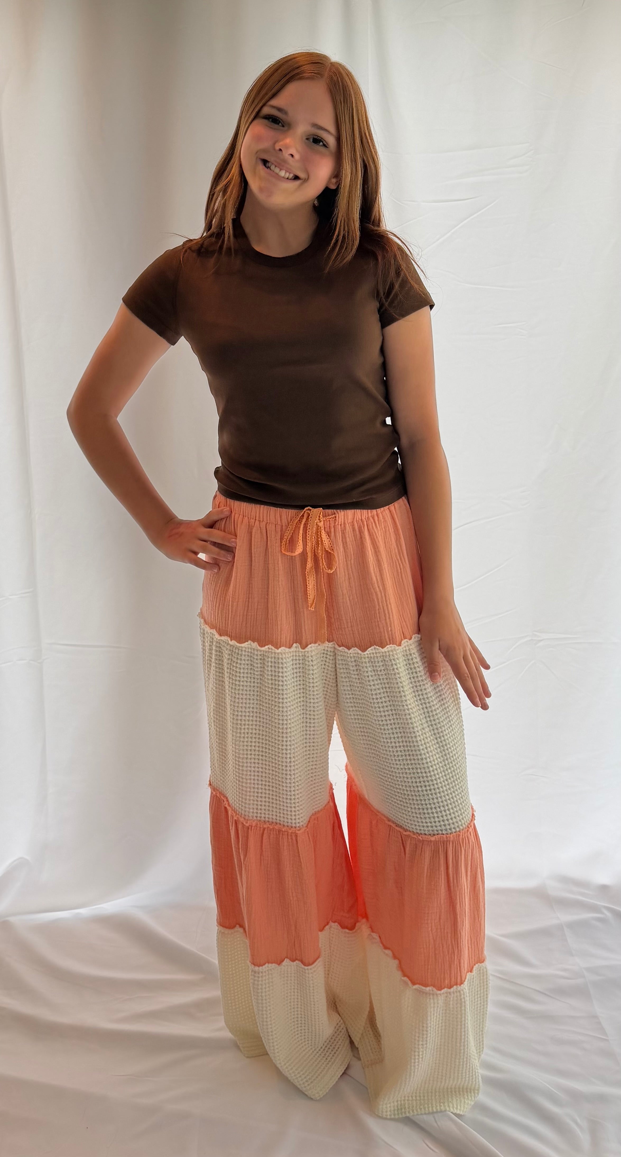 Wide Leg Gauze Knit Stripe Pants