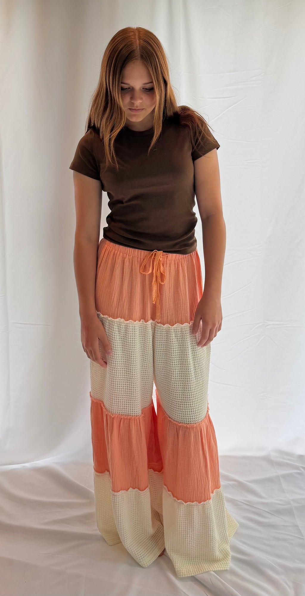 Wide Leg Gauze Knit Stripe Pants
