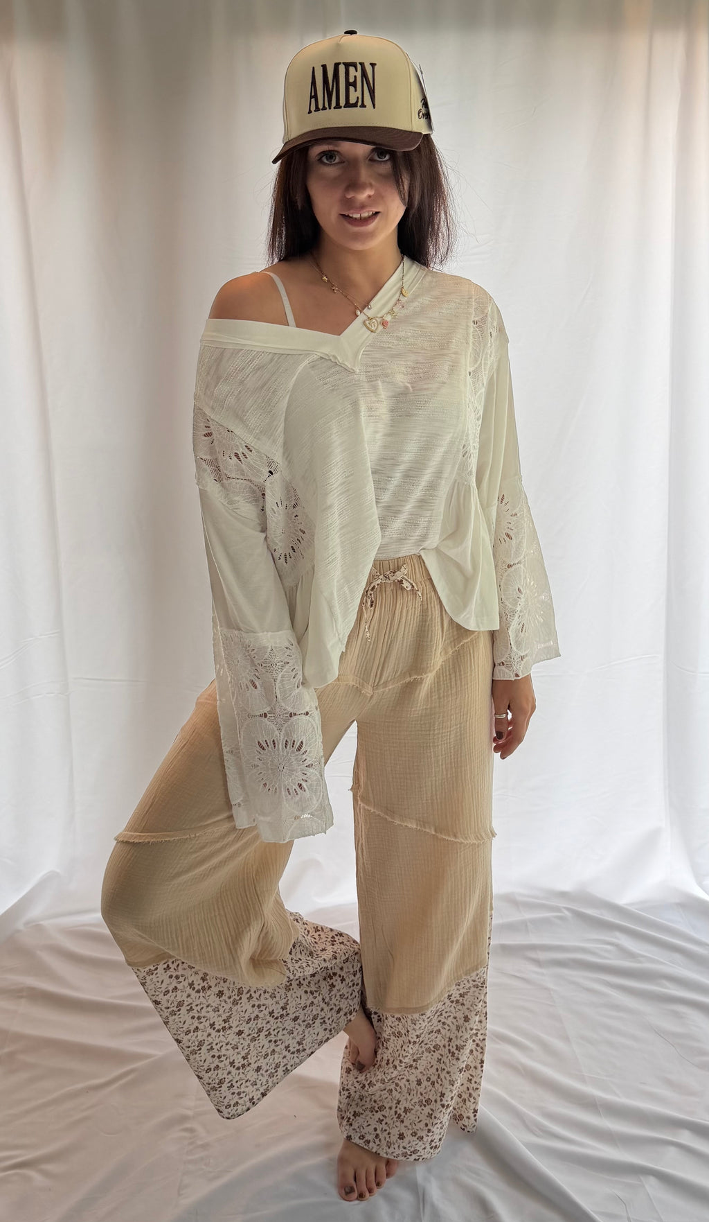 Lace-Trimmed Petal Top