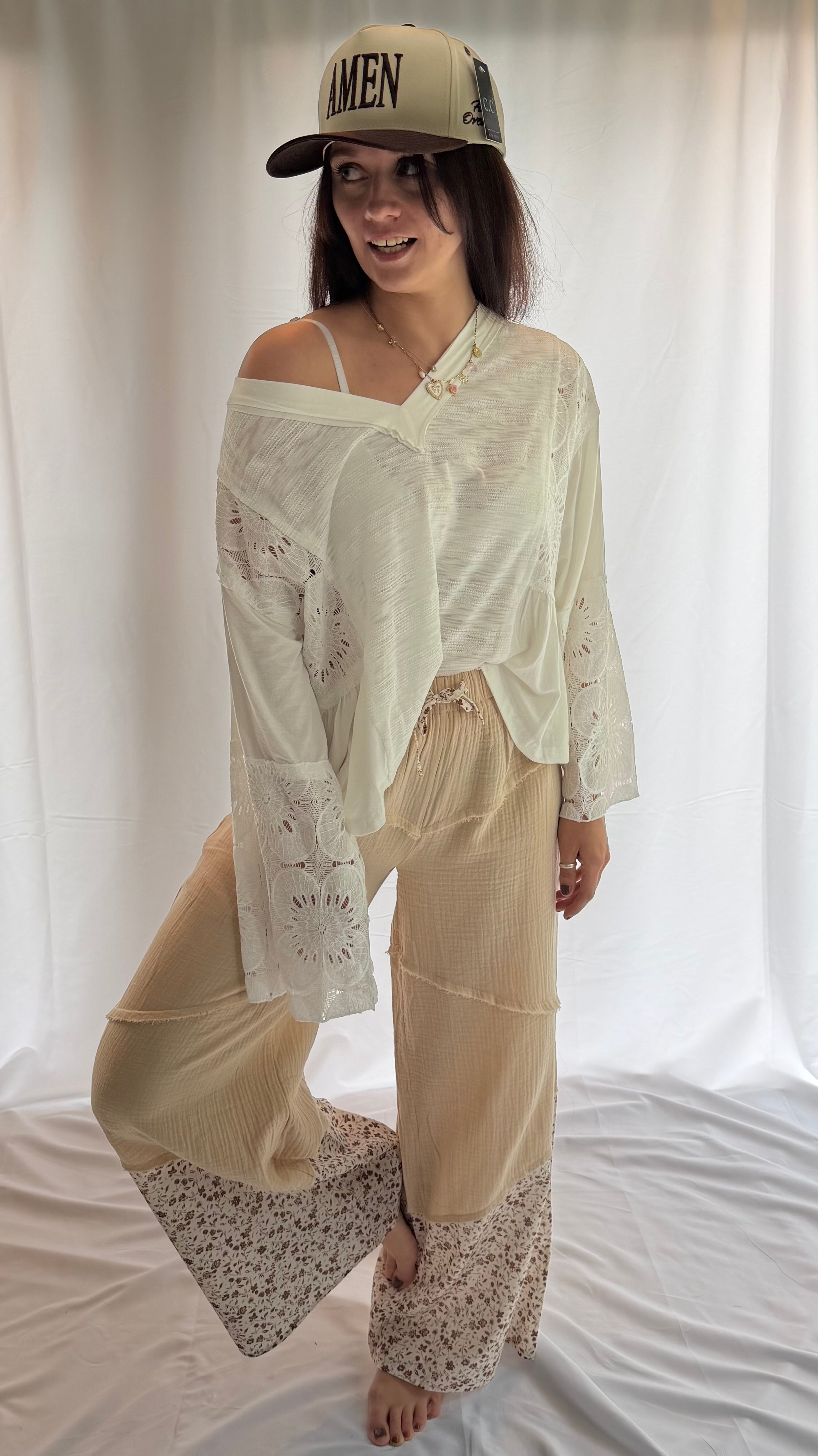 Lace-Trimmed Petal Top