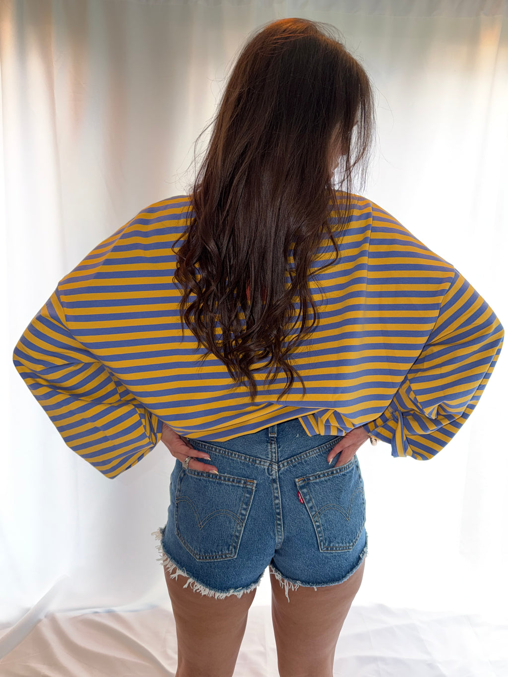 Retro Striped Terry Oversized Long Sleeve
