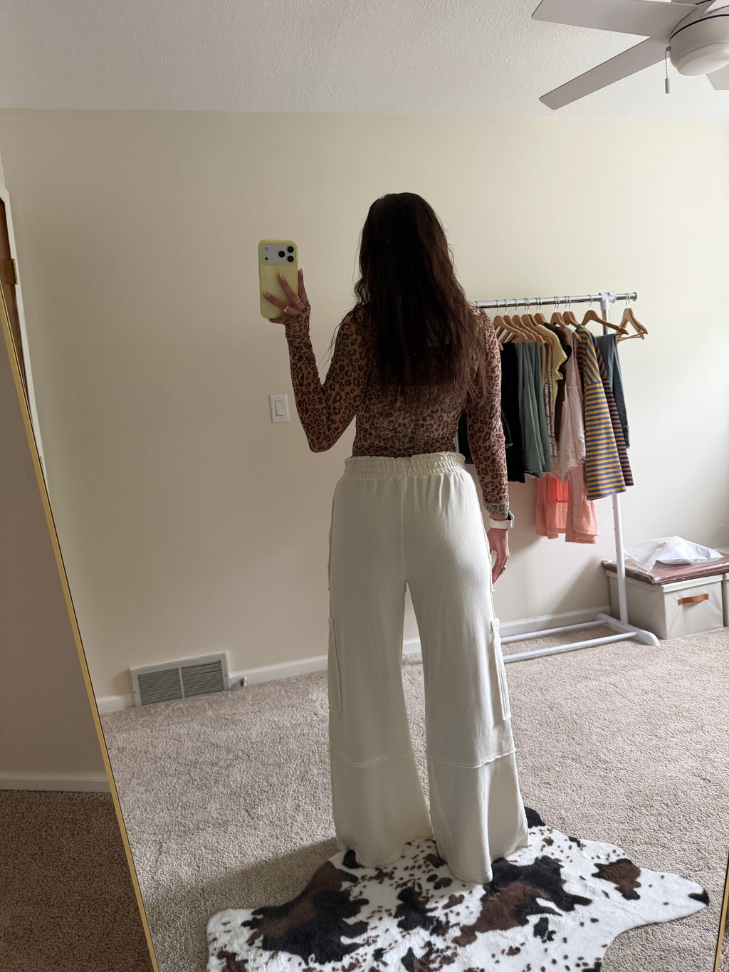 Mineral Wash Wide-Leg Cargo Lounge Pants