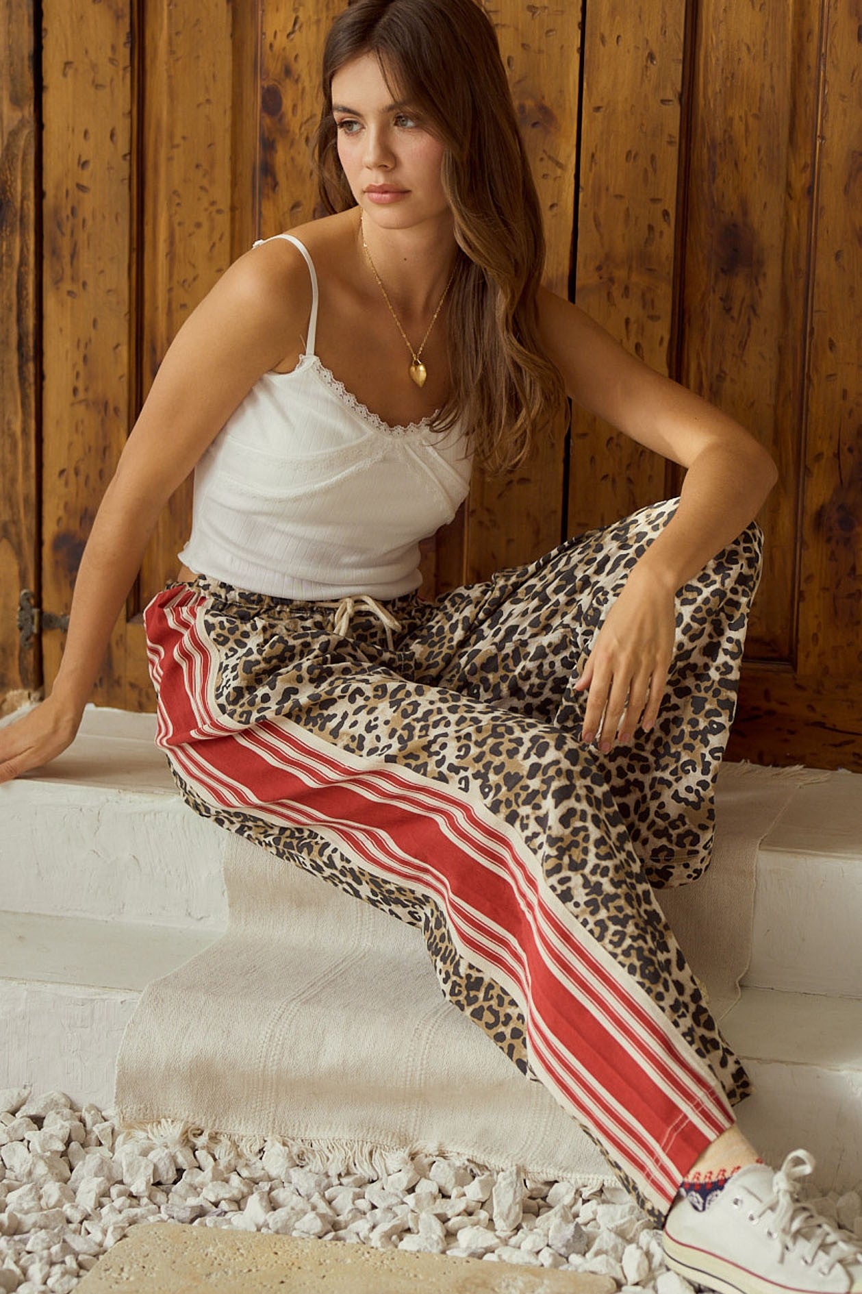Leopard Red Striped String Pants