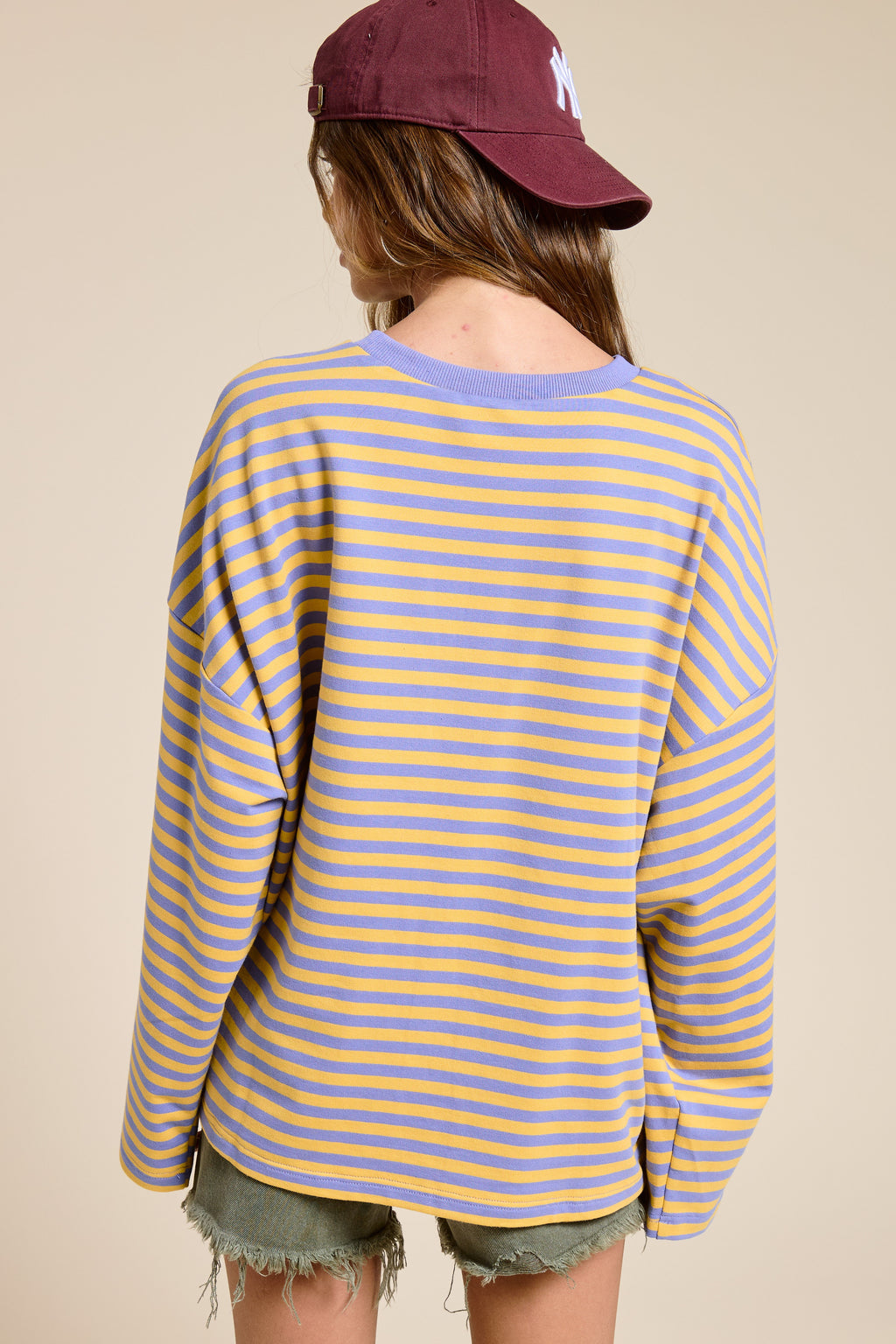 Retro Striped Terry Oversized Long Sleeve