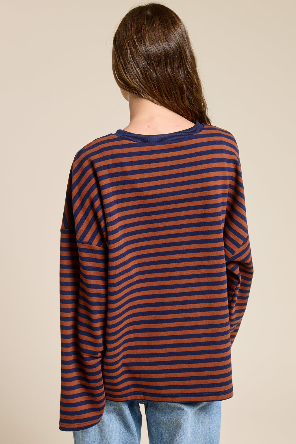 Retro Striped Terry Oversized Long Sleeve
