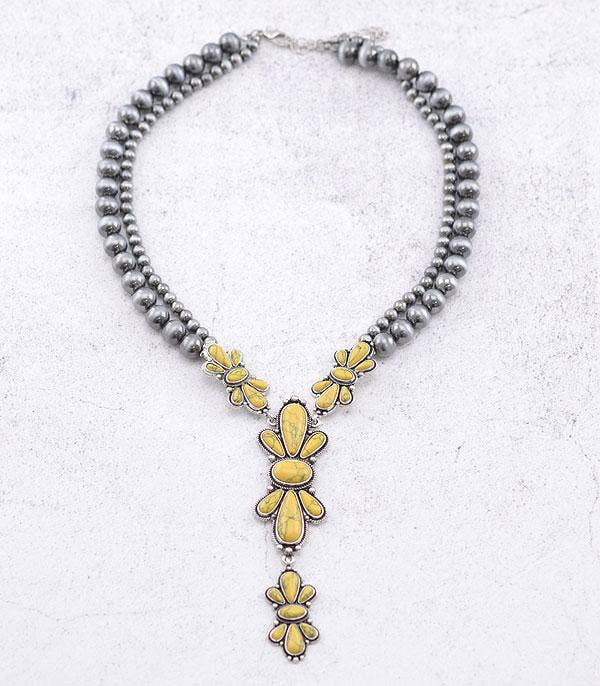 Mustard Semi Stone Statement Necklace