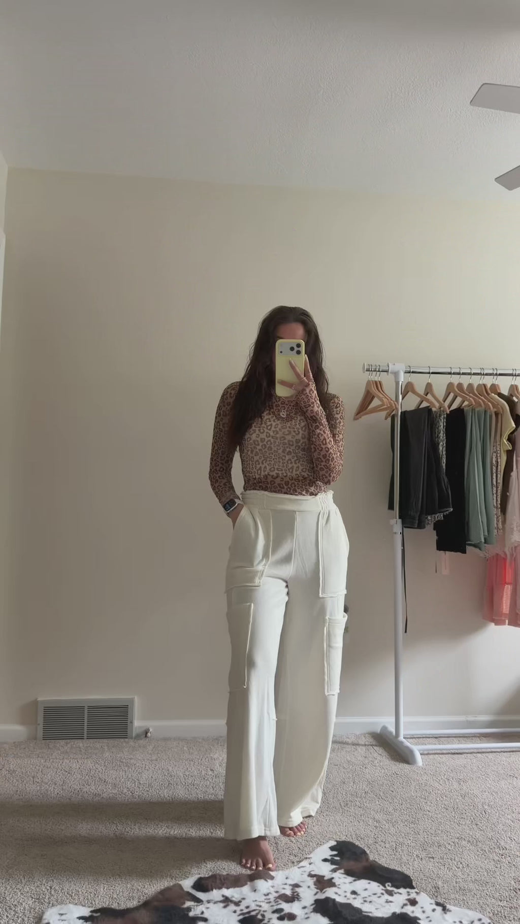Leopard Thumbhole Sheer Lace Top